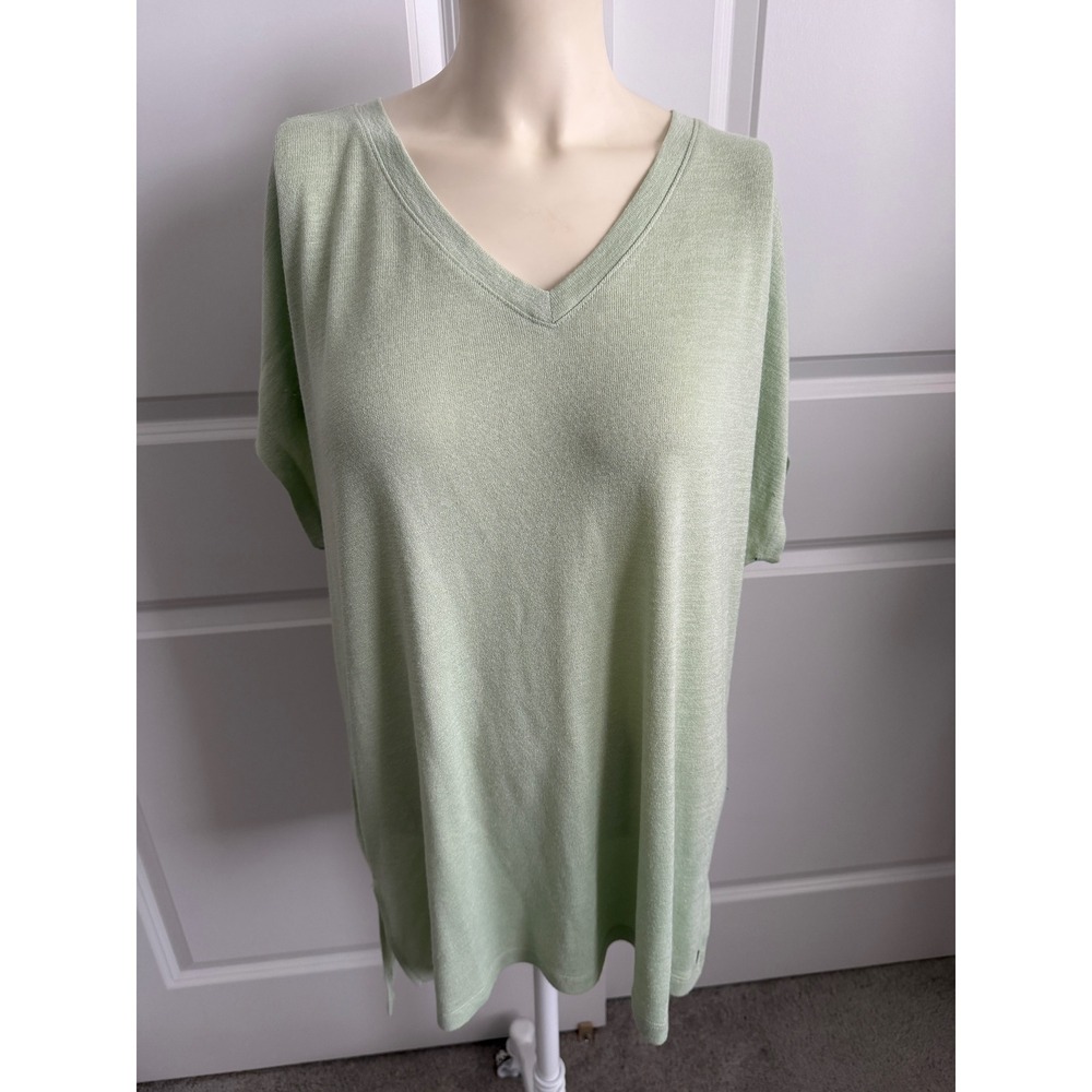 Orvis Classic Collection Sage Green V-Neck Knit Tunic Top XL